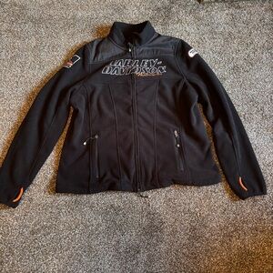Men's Harley Davidson Black Fleece Full Zip Jacket and Pockets MEDIUM